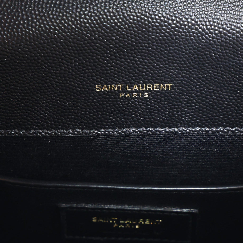 Grain De Poudre Textured Mixed Matelasse Triquilt Small Monogram Satchel Black