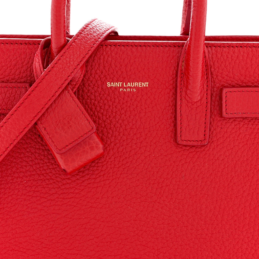 Grained Calfskin Nano Sac De Jour Lipstick Red