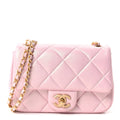 Pearly Lambskin Pearl Quilted Mini Flap Pink
