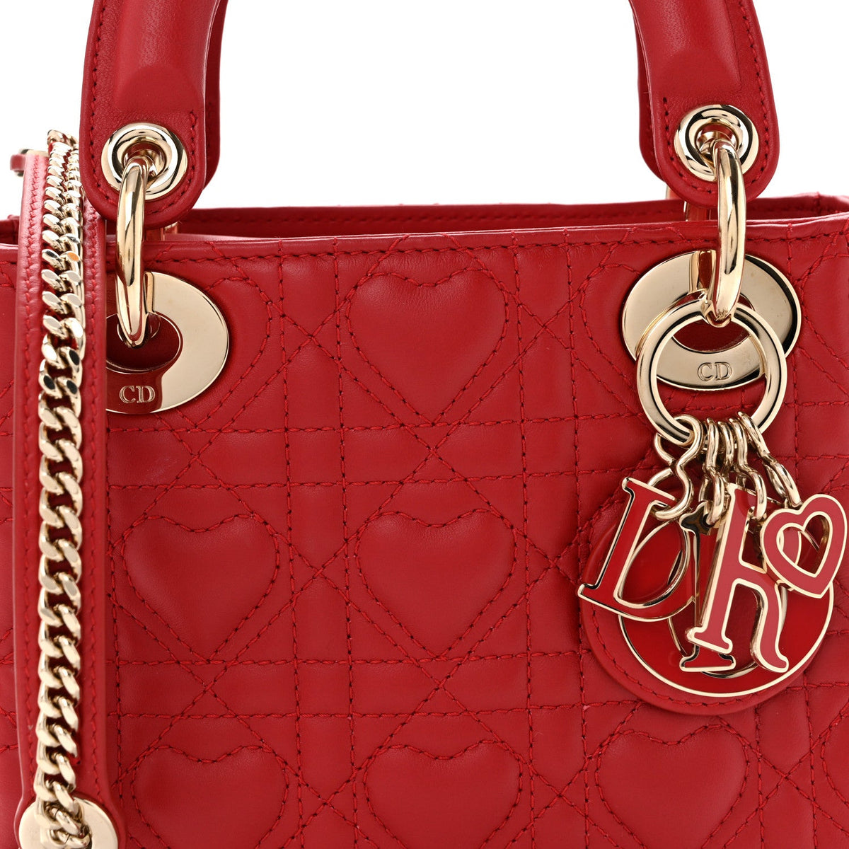 Calfskin Cannage Dioramour Mini Lady Dior Bag Bright Red