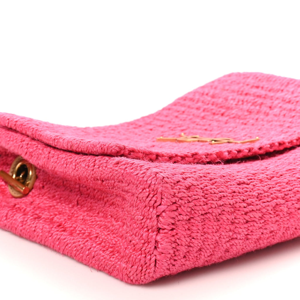 Raffia Medium Monogram Kate Satchel Pink Glow