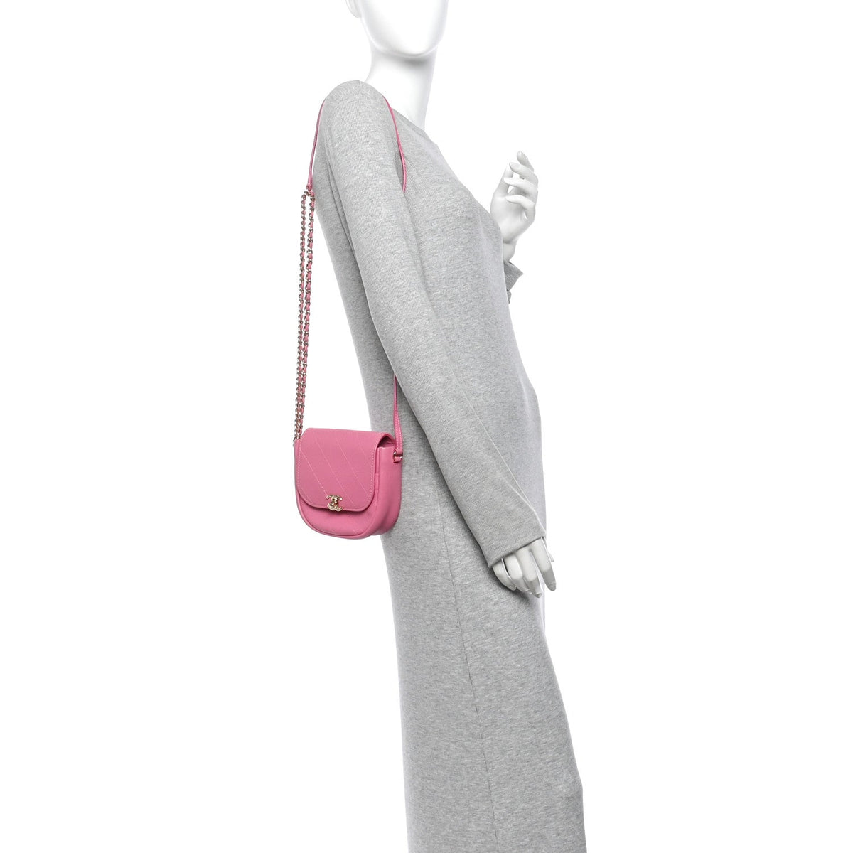 Goatskin Stitched Casual Trip Messenger Flap Pink