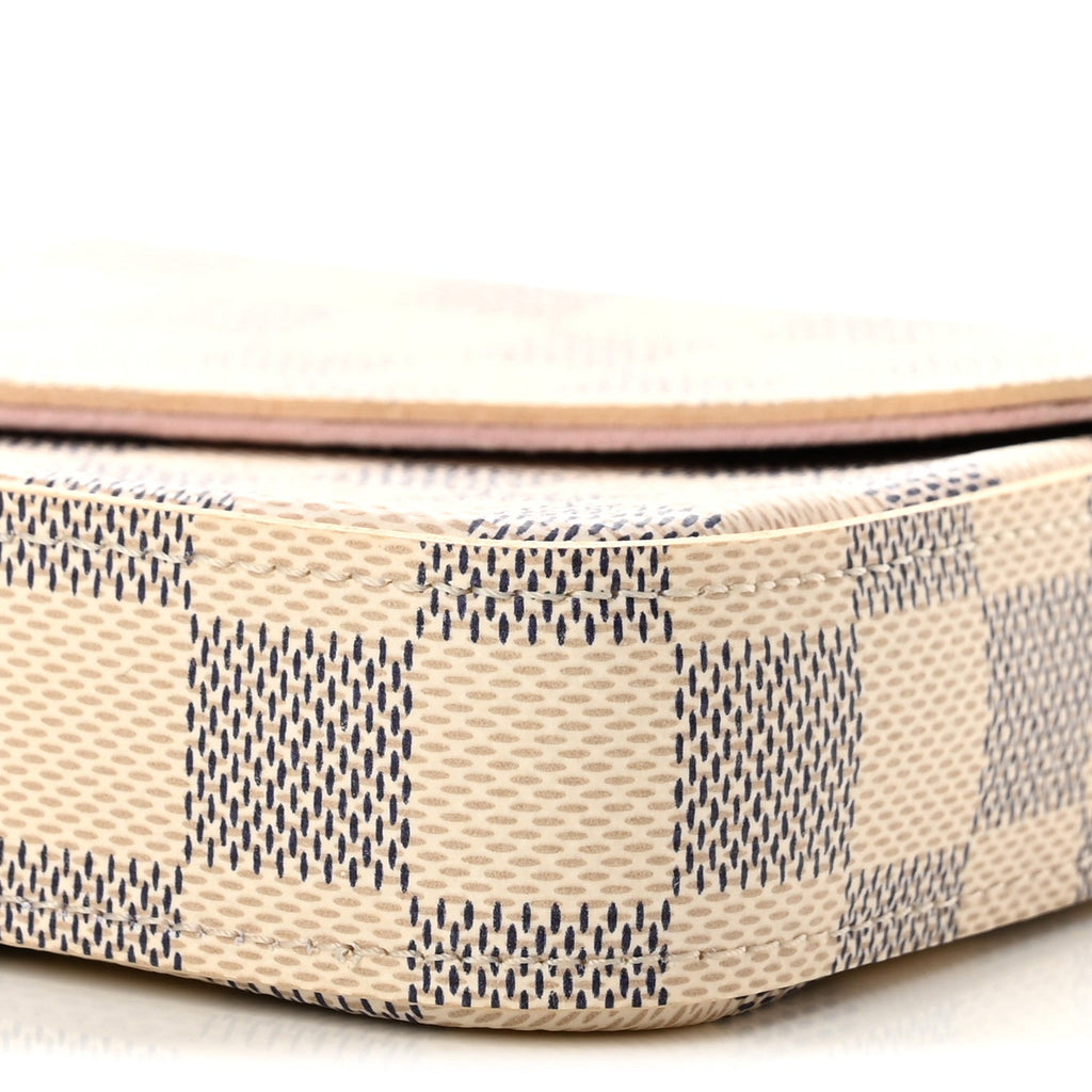 Damier Azur Pochette Felicie Chain Wallet Rose Ballerine