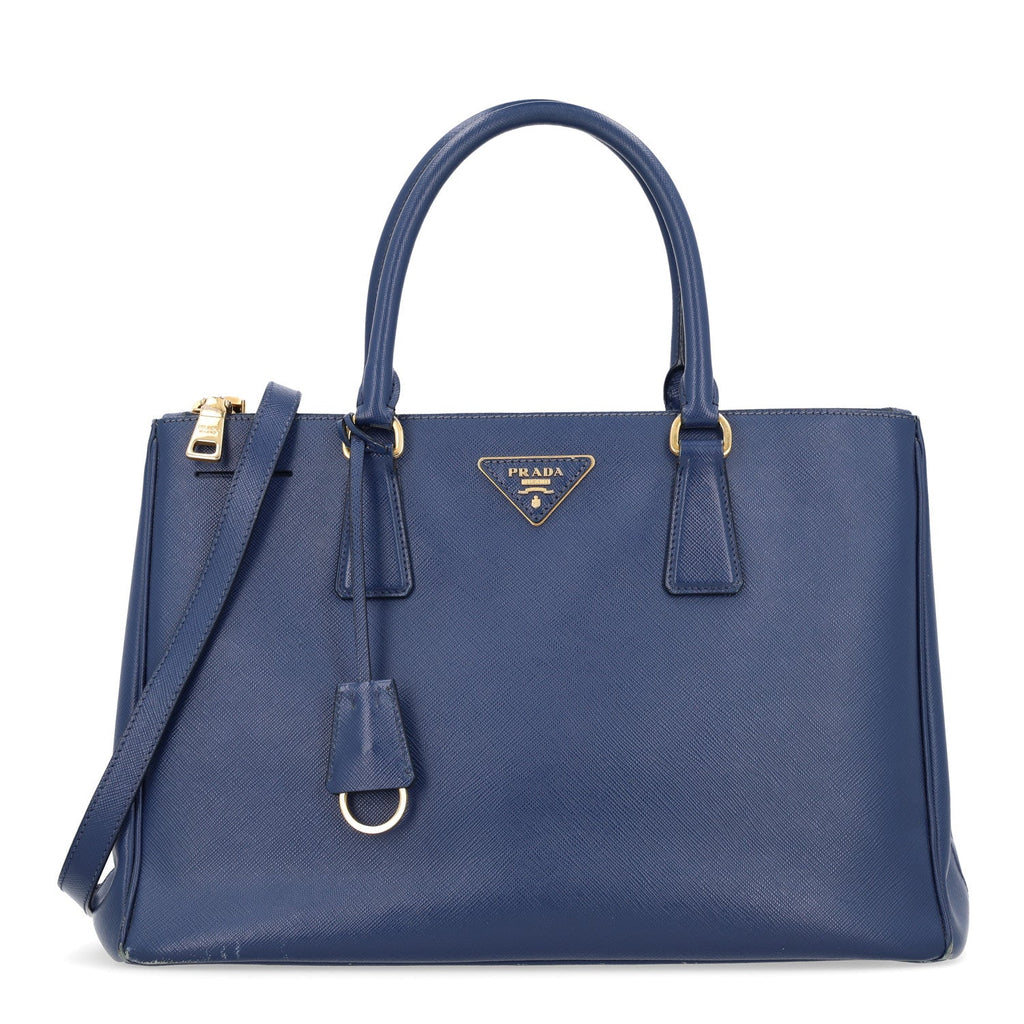 Saffiano Lux Medium Galleria Double Zip Tote Bluette