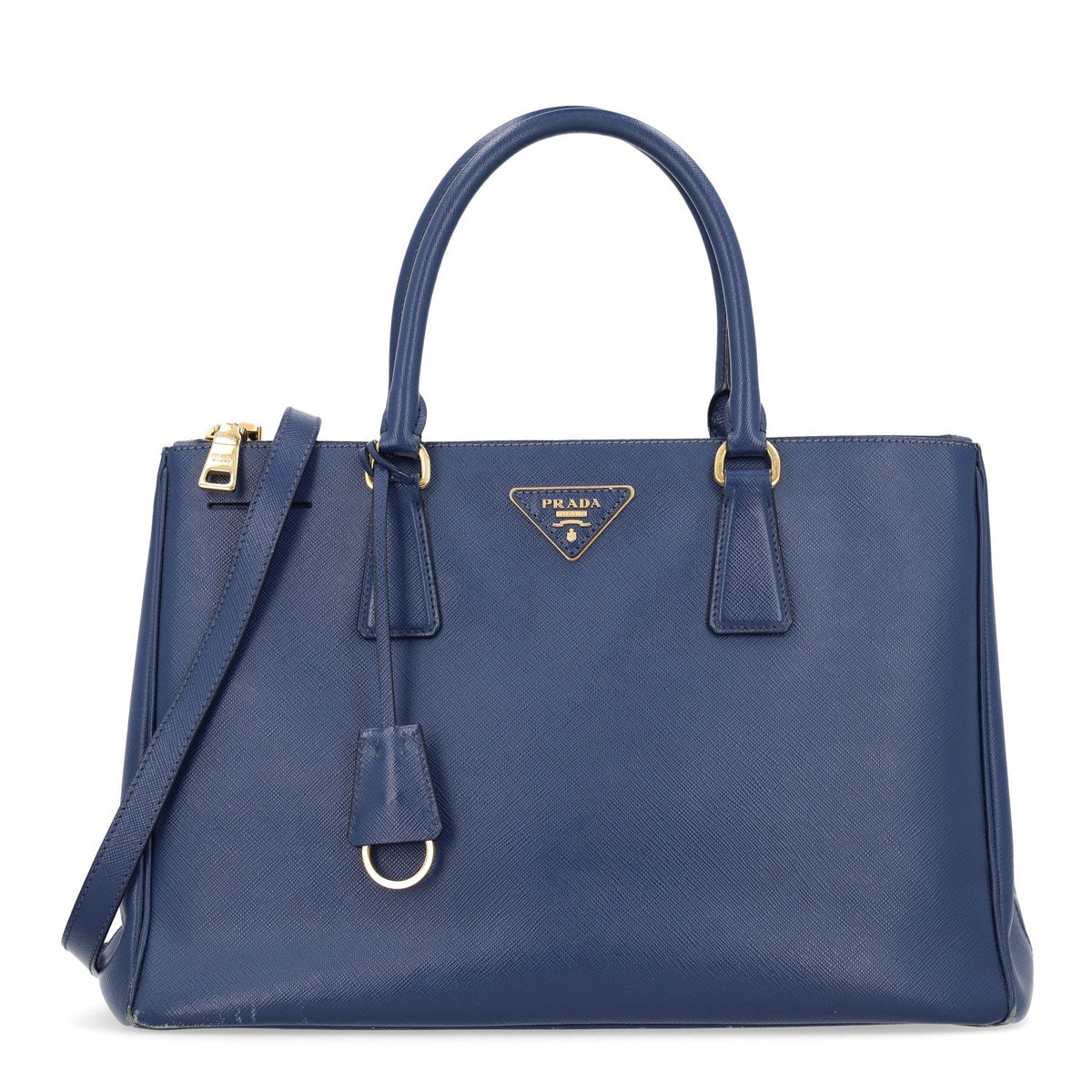 Saffiano Lux Medium Galleria Double Zip Tote Bluette