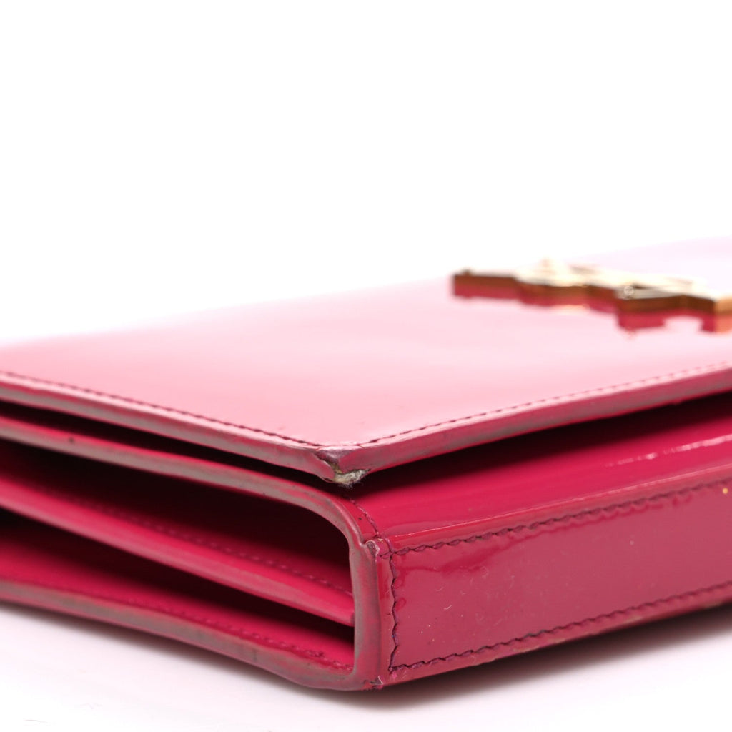 Patent Calfskin Monogram Kate Wallet On Chain Fresh Fuxia