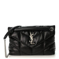 Lambskin Quilted Small Loulou Puffer Monogram Chain Satchel Black