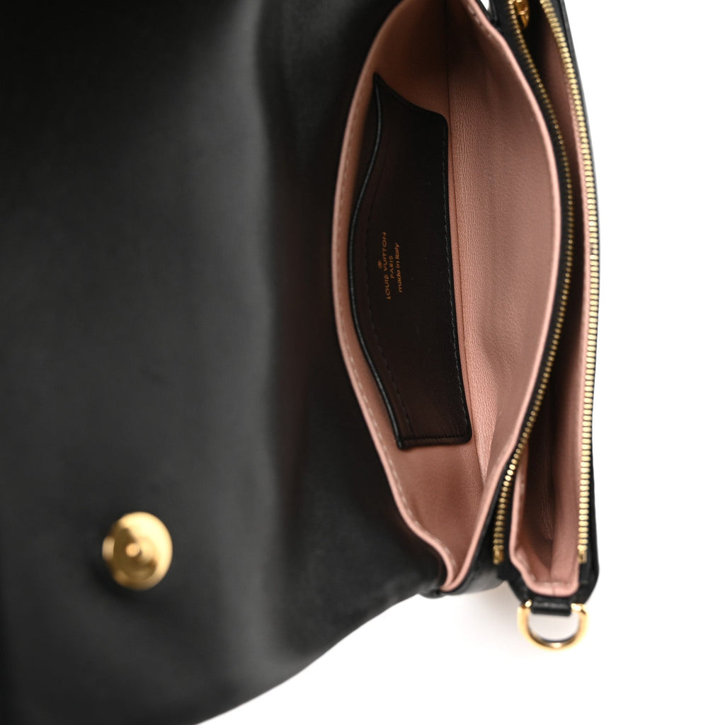 Lambskin Embossed Monogram Pochette Coussin Crossbody Black