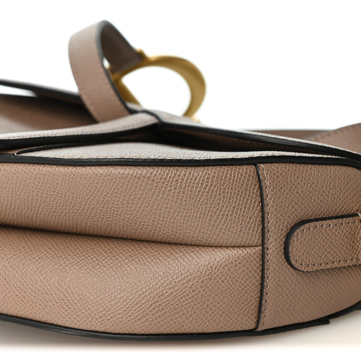 Grained Calfskin Saddle Bag With Strap Warm Taupe