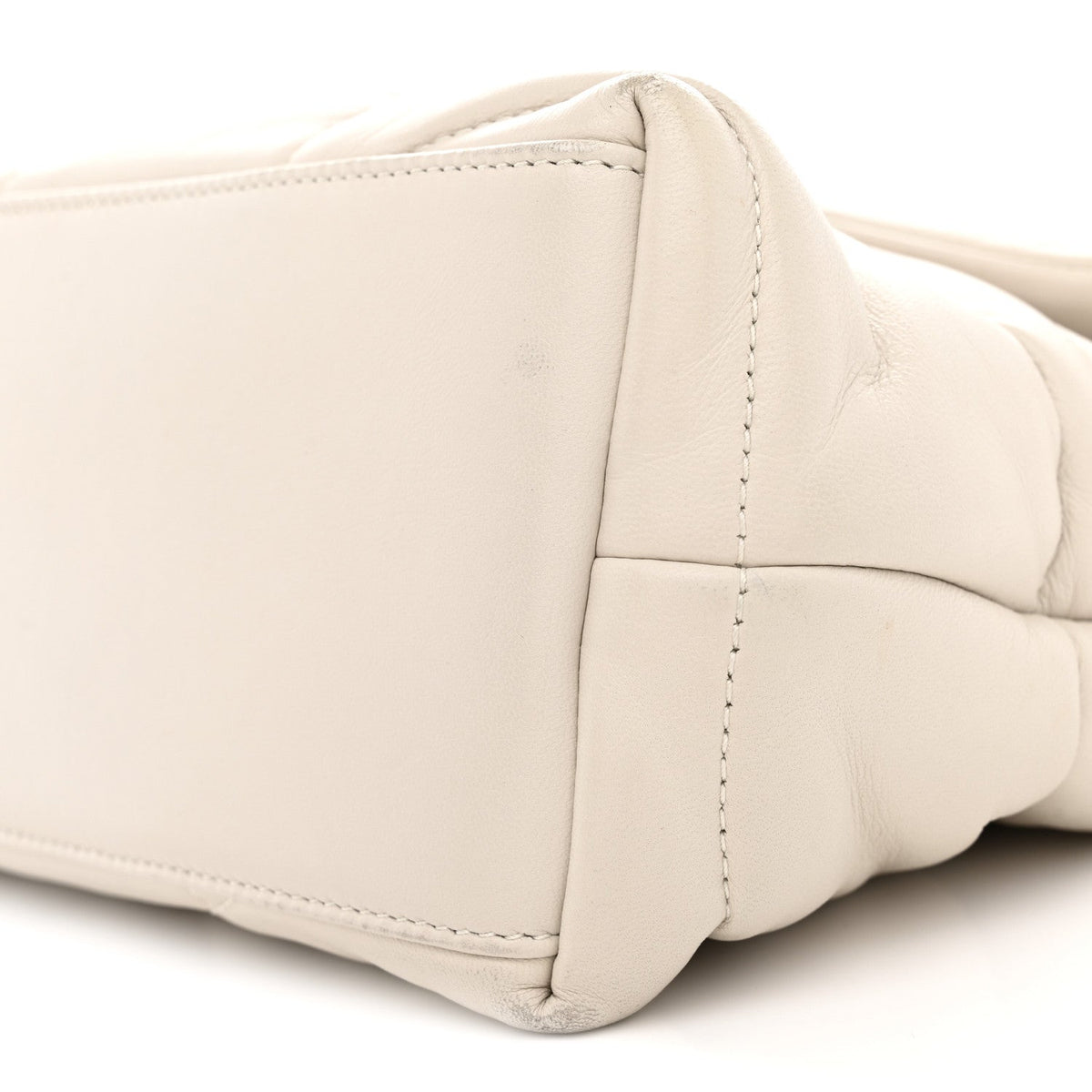 Lambskin Quilted Small Loulou Puffer Monogram Chain Satchel Crema Soft