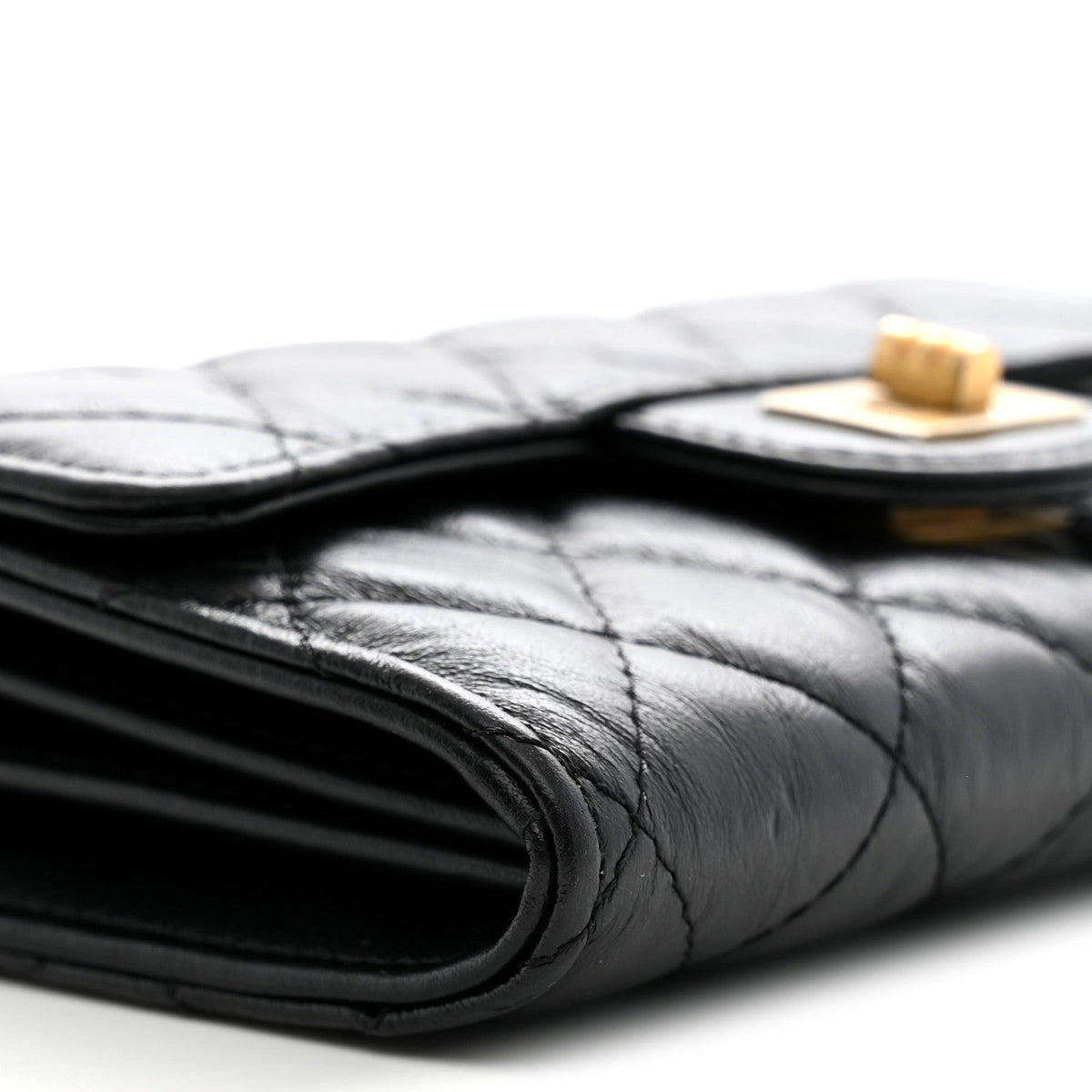 Aged Calfskin Quilted 2.55 Reissue Clutch With Chain Black