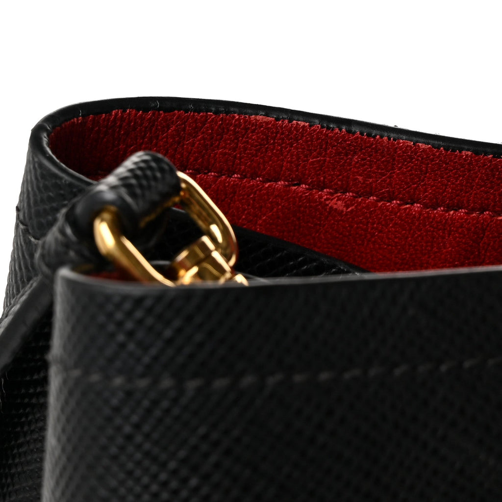 Saffiano Cuir Small Double Bag Black Fuoco