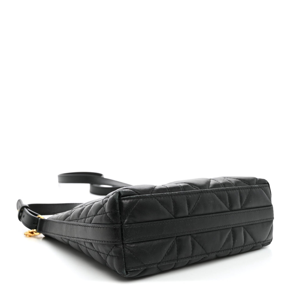 Calfskin Macrocannage Miss Caro Diorling Mini Bag with Chain Black