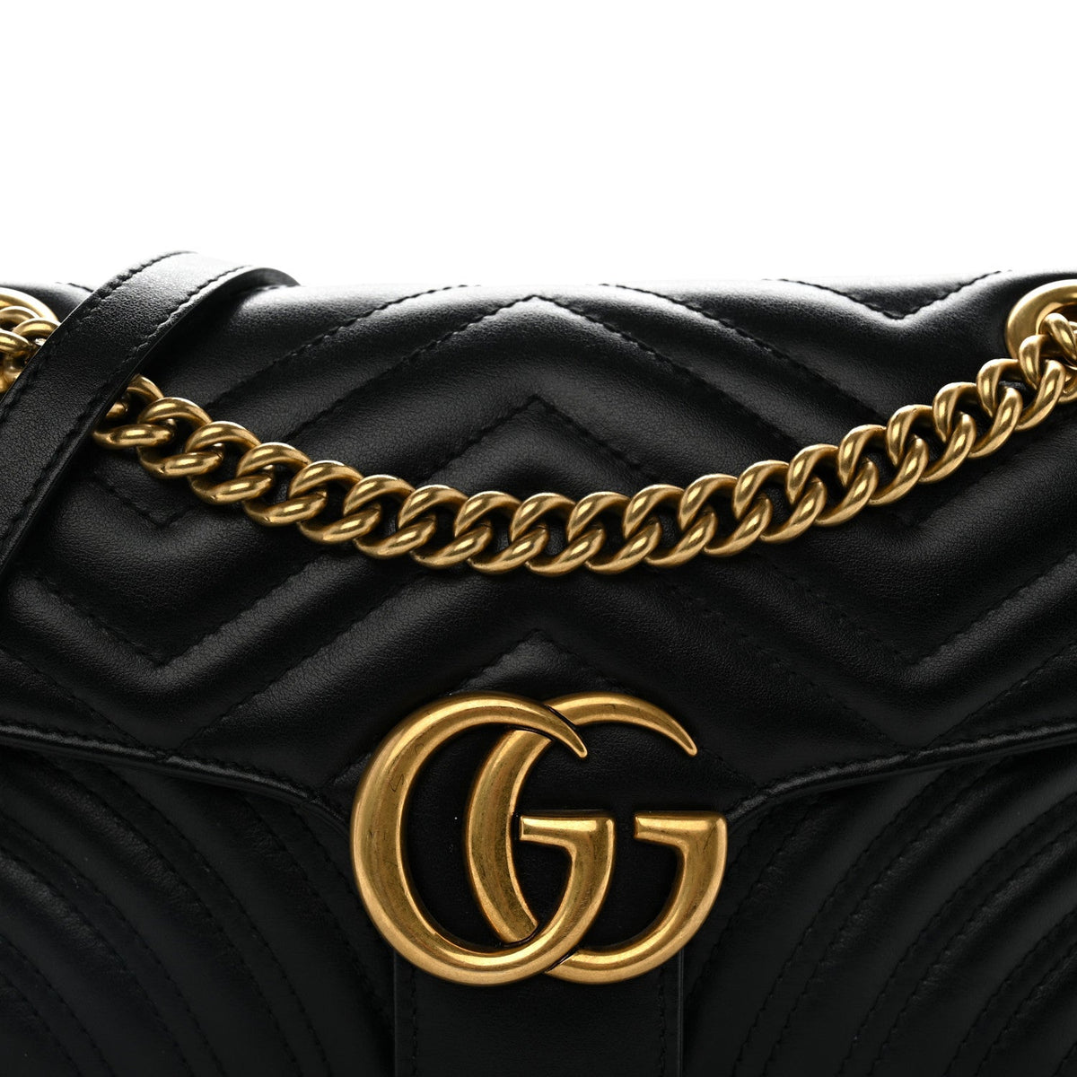 Calfskin Matelasse Small GG Marmont Shoulder Bag Black