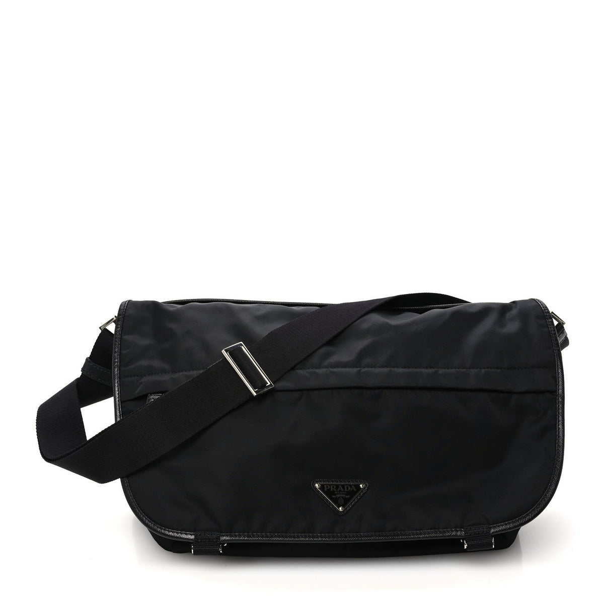 Re-Nylon Saffiano Sea Beyond Messenger Shoulder Bag Black