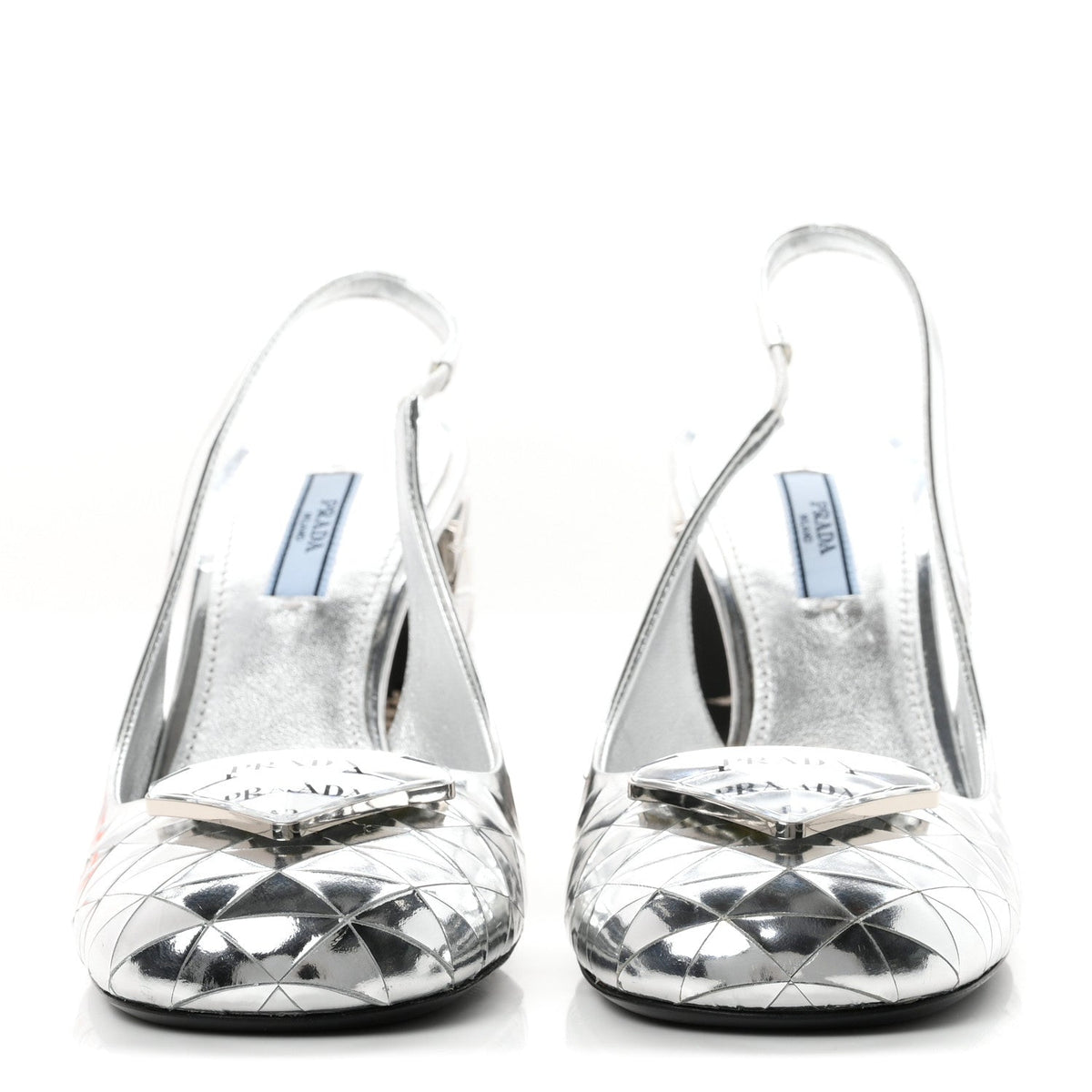 Spazzolato Triangle Logo Slingback 90mm Pumps 37 Argento