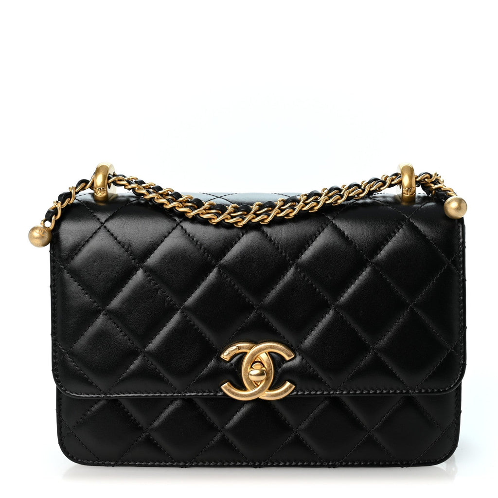 Calfskin Quilted Perfect Fit Flap Black