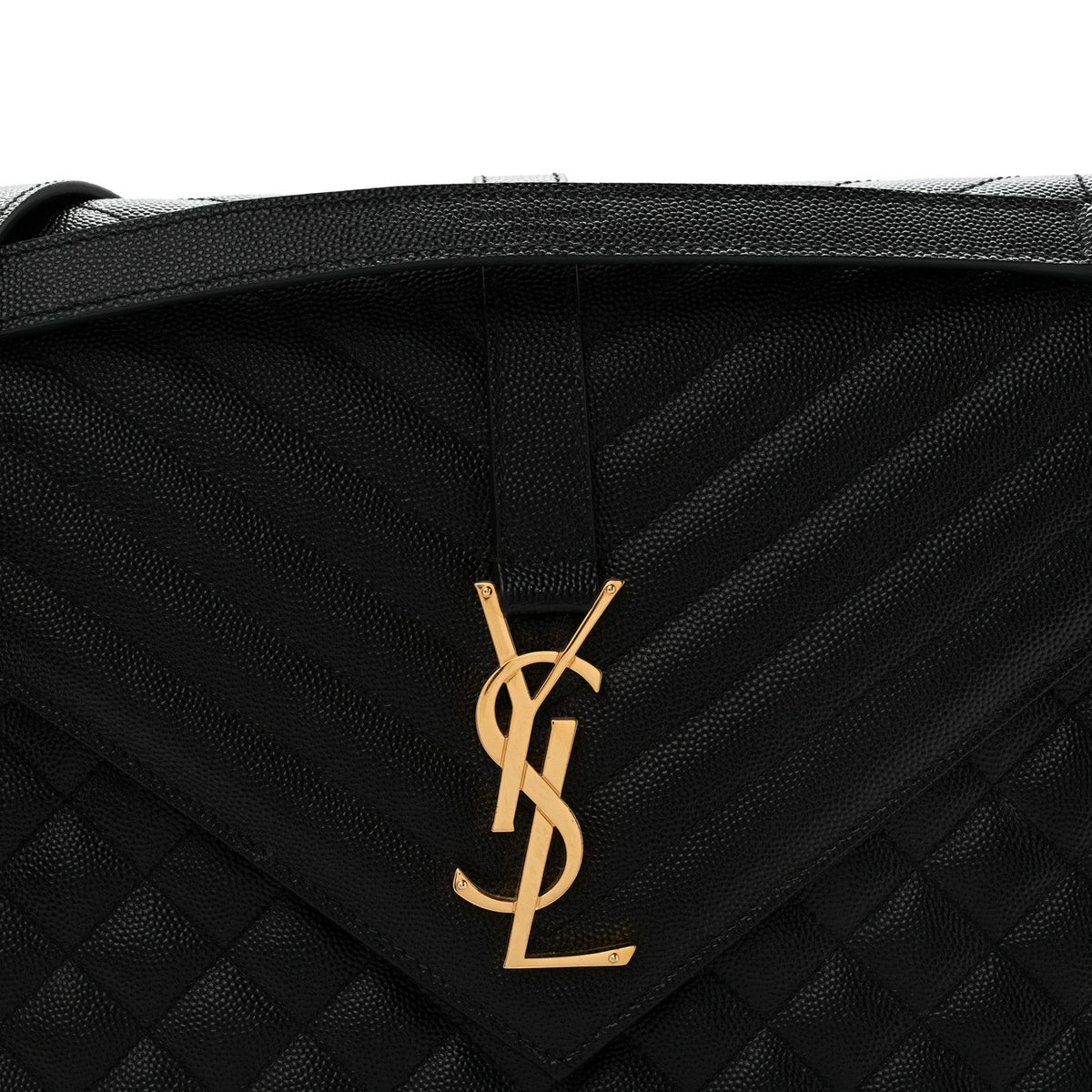 Grain De Poudre Textured Mixed Matelasse Large Triquilt Monogram Satchel Black