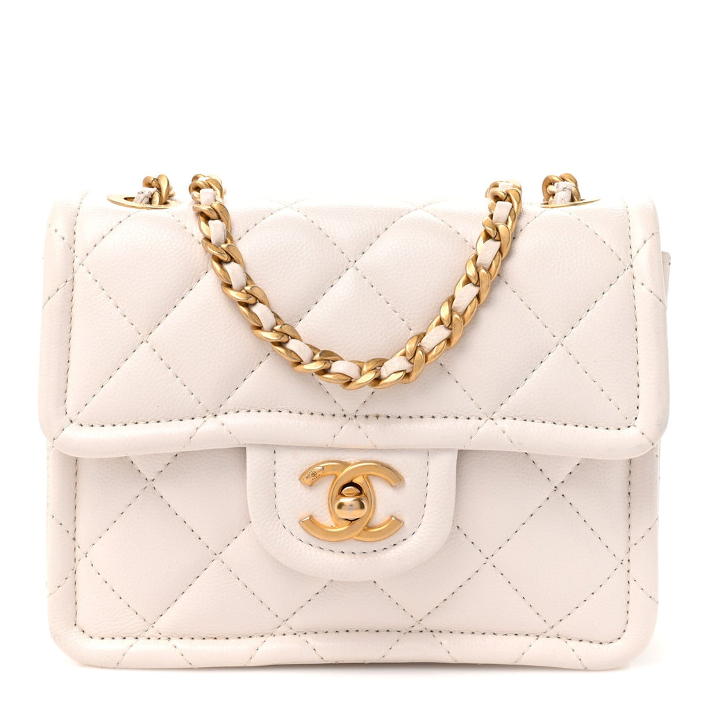 Caviar Quilted Mini Sweet Classic Flap White