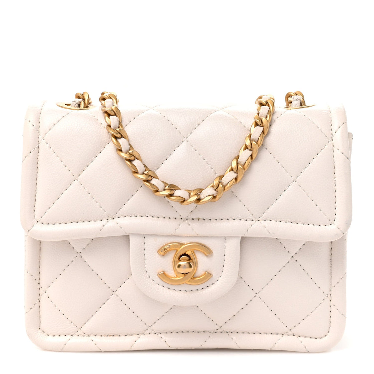Caviar Quilted Mini Sweet Classic Flap White