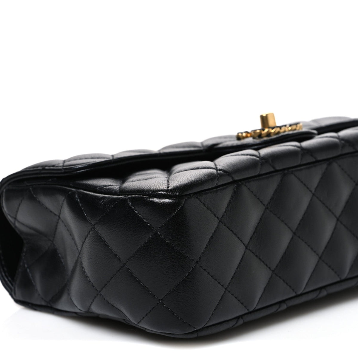 Lambskin Quilted Small Strass On Top Flap Bag Black
