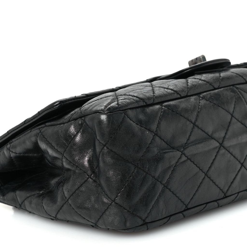 Metallic Aged Calfskin Quilted 2.55 Reissue 226 Flap So Black