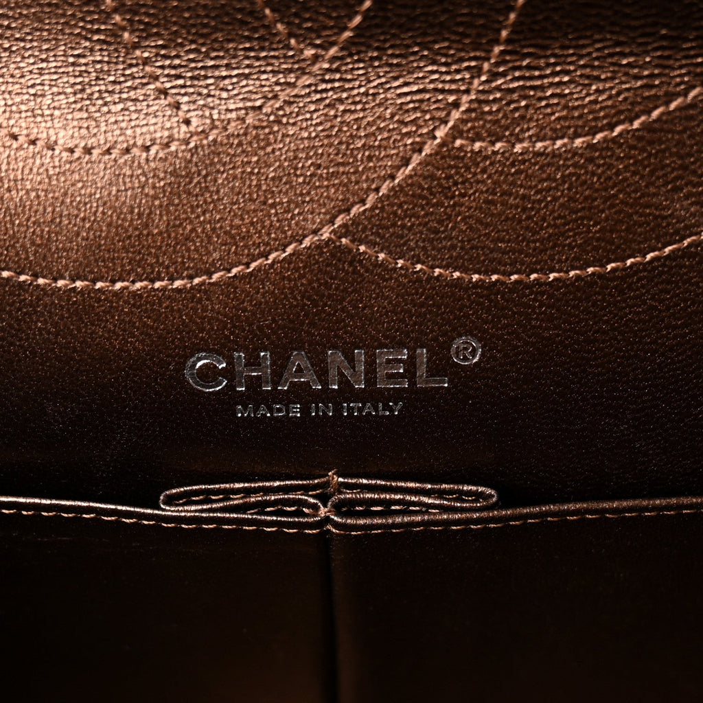 Metallic Aged Calfskin Quilted 2.55 Reissue 227 Flap Dark Brown
