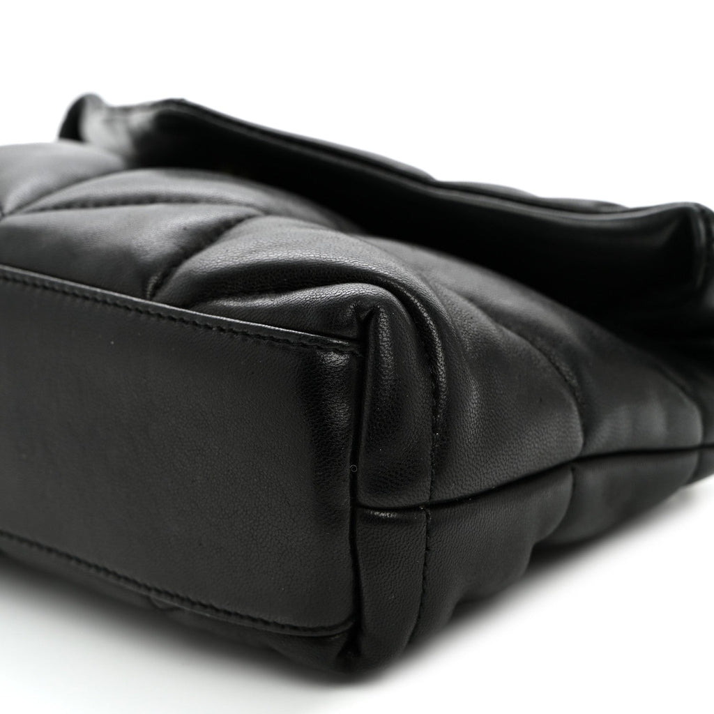 Lambskin Quilted Toy Loulou Puffer Monogram Chain Satchel Black