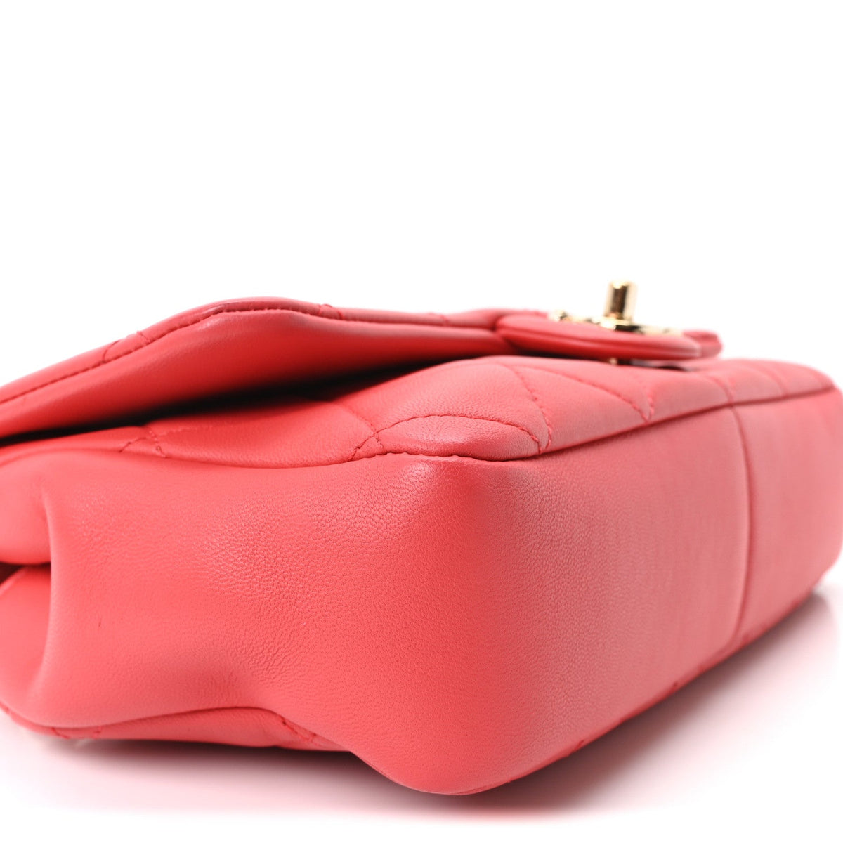 Lambskin Quilted Resin Bi-Color Chain Flap Bag Red