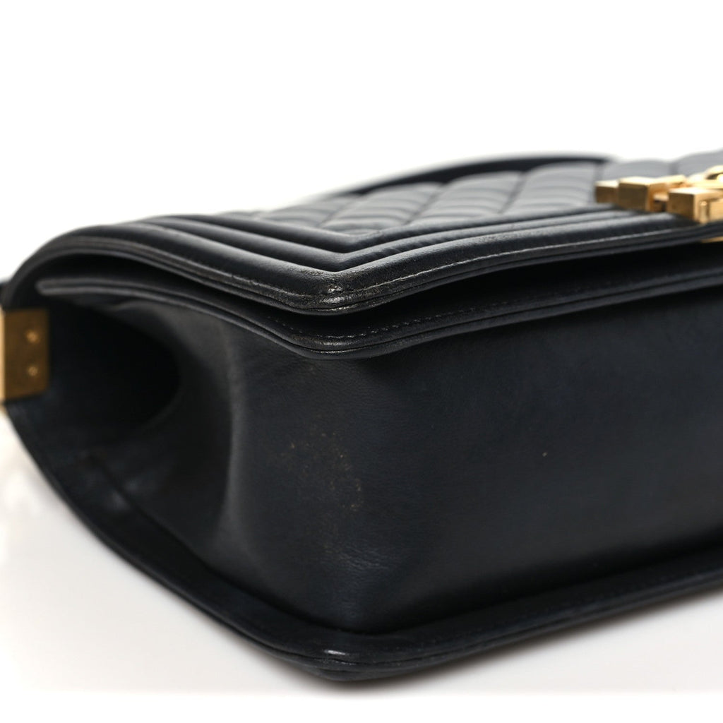 Lambskin Quilted Medium Boy Flap Black