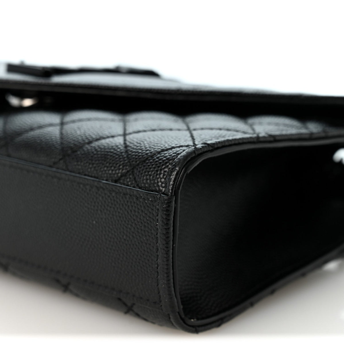 Grain De Poudre Textured Mixed Matelasse Triquilt Small Monogram Monochrome Satchel Black