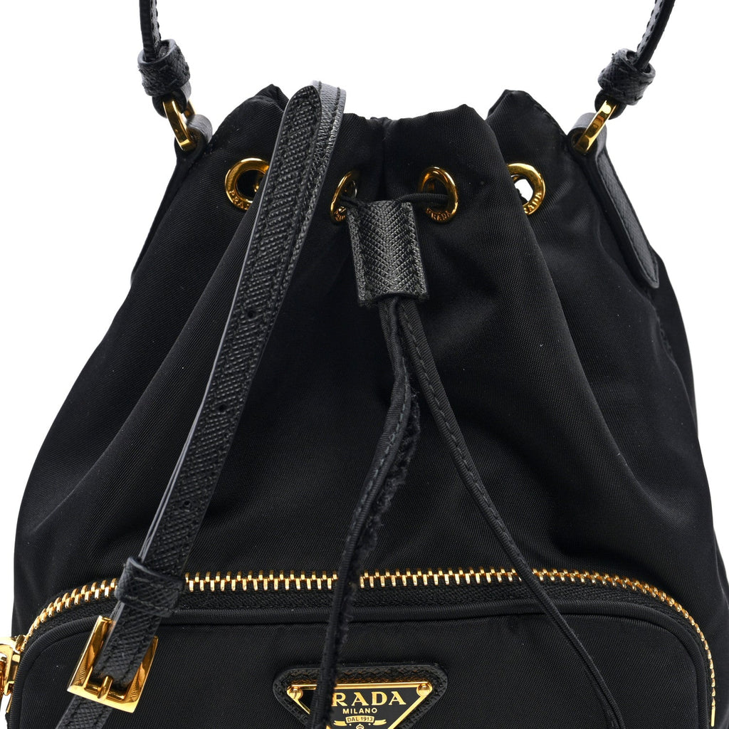 Re-Nylon Duet Drawstring Shoulder Bag Black