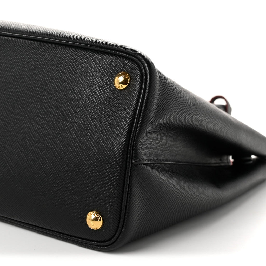 Saffiano Cuir Small Double Bag Black Fuoco