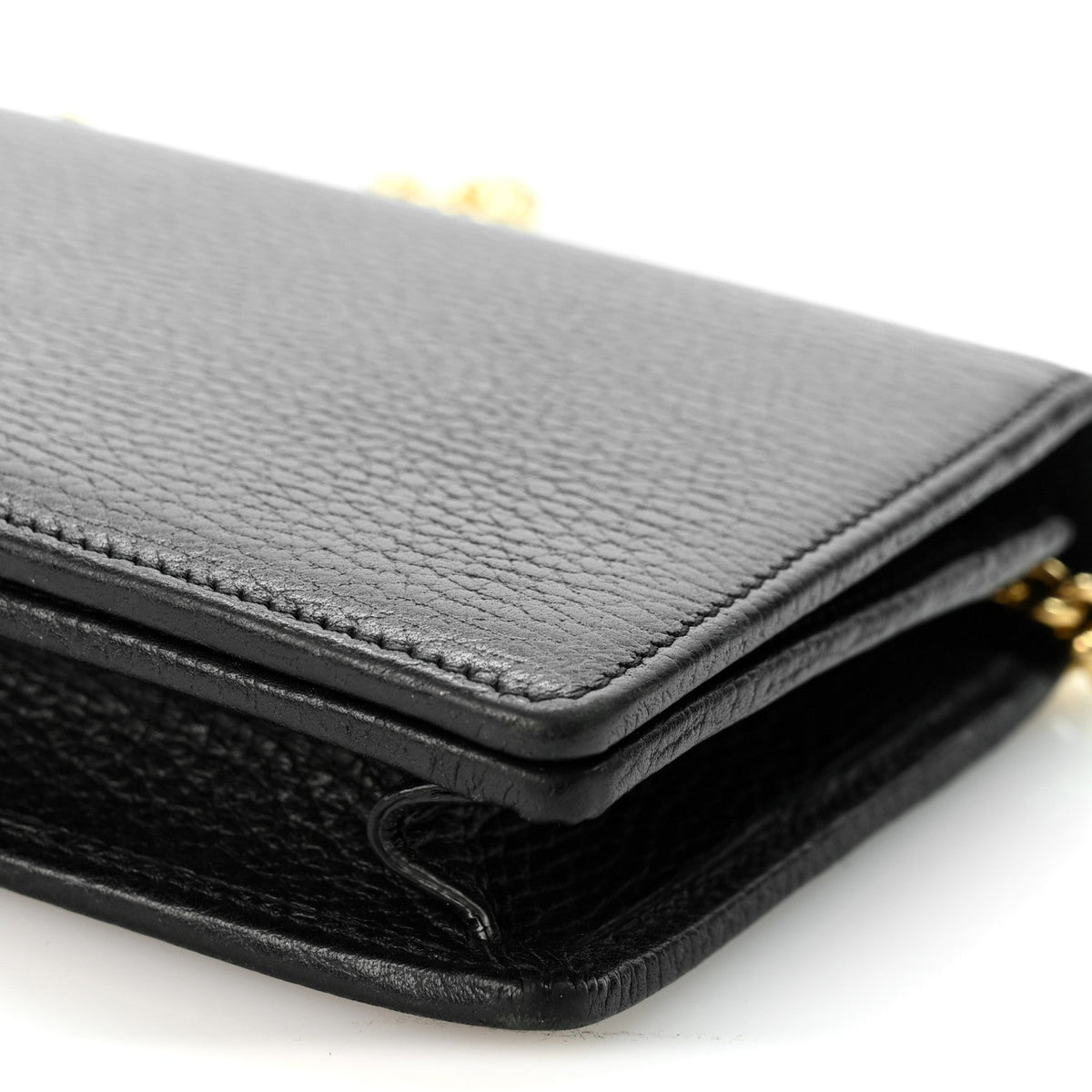 Calfskin Mini GG Marmont Chain Wallet Black