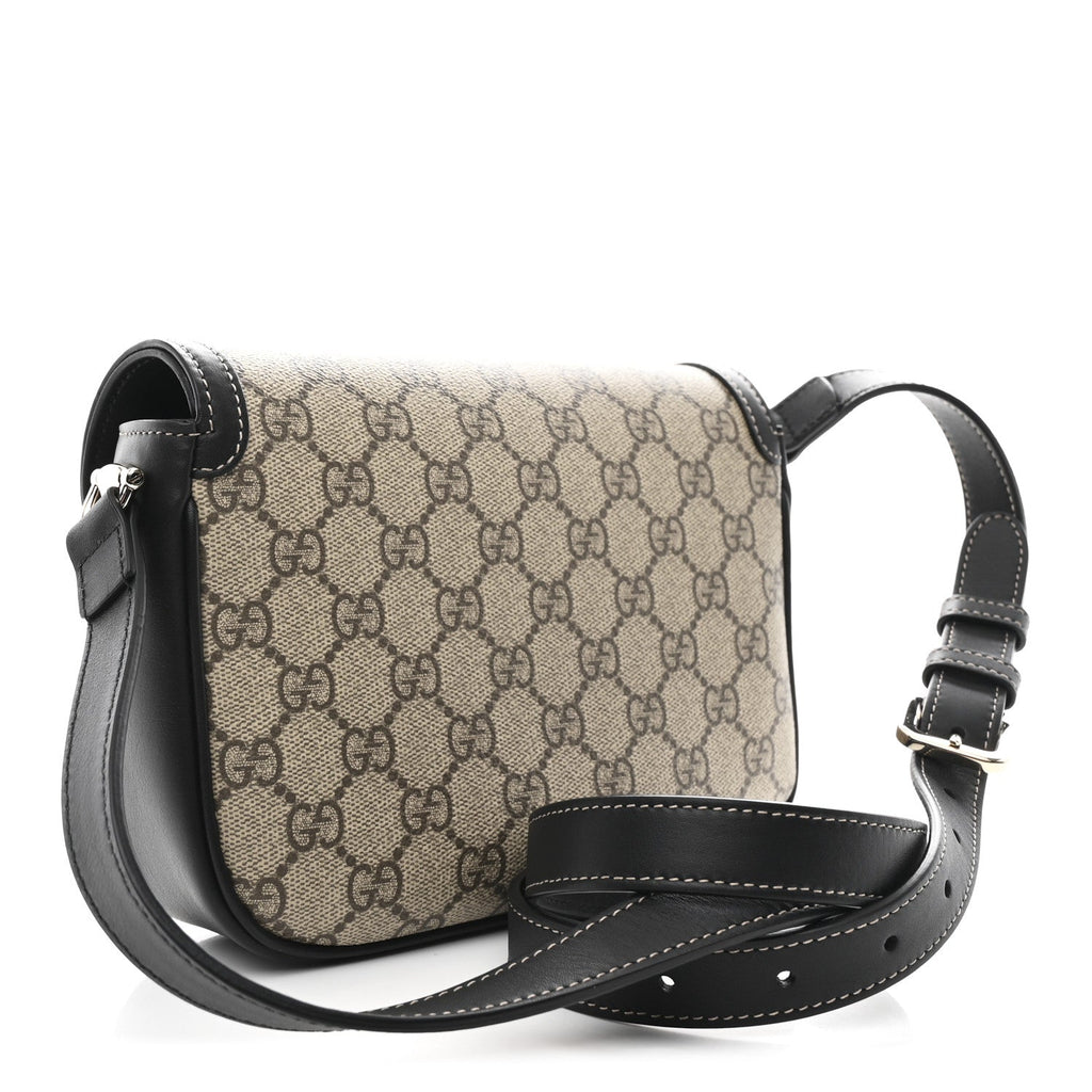 GG Supreme Monogram Horsebit 1955 Soft Mini Shoulder Bag Beige Black