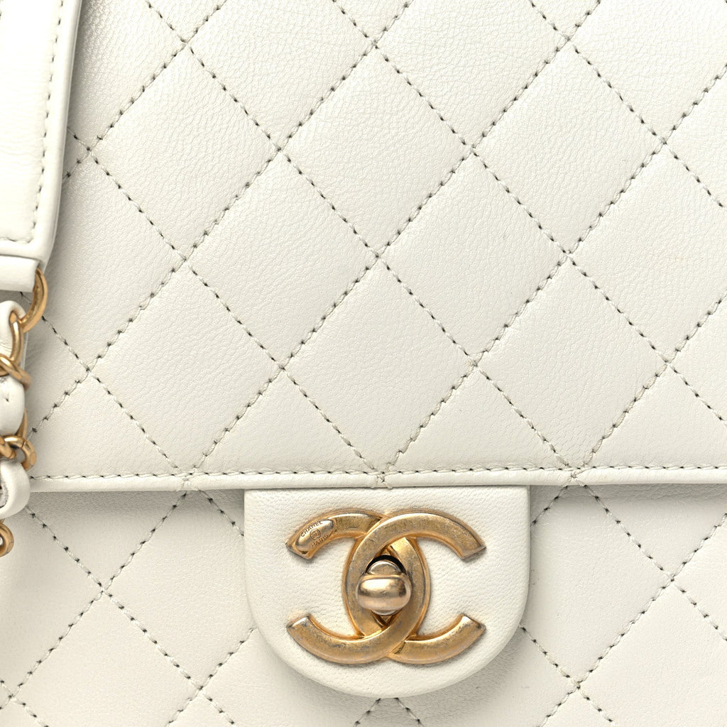 Goatskin Quilted Chic Pearls Flap White