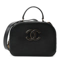 Shiny Calfskin Goatskin Small Coco Curve Vanity Bag Black