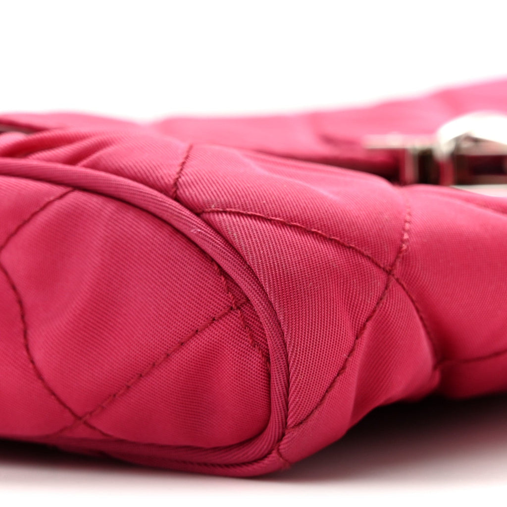 Tessuto Nylon Impuntura Flap Chain Bag Ibisco