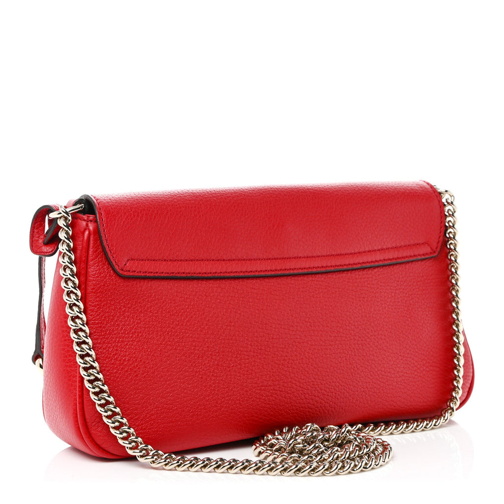 Pebbled Calfskin Medium Soho Flap Crossbody Tabasco Red