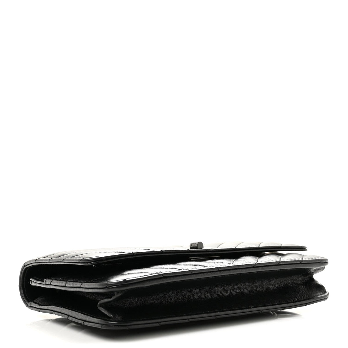 Aged Calfskin Chevron Quilted Reissue Wallet On Chain WOC So Black