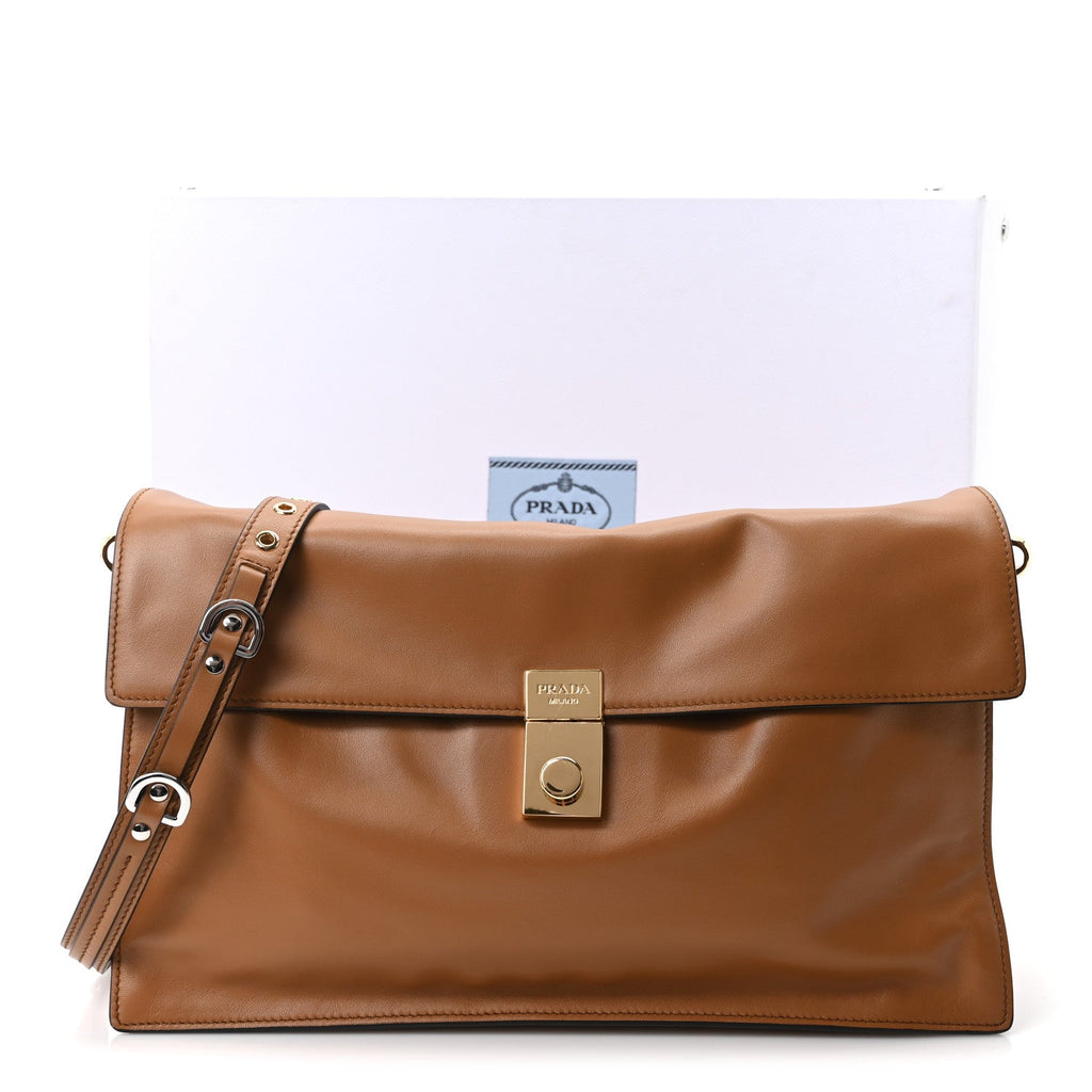 Calfskin Large Soft Sound Shoulder Bag Camel