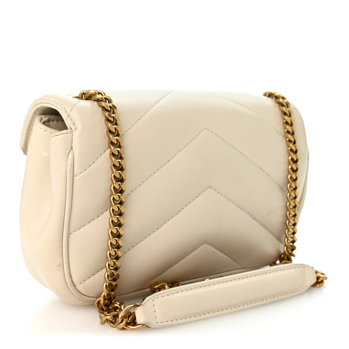 Lambskin Chevron Quilted Mini LouLou  Crema Soft