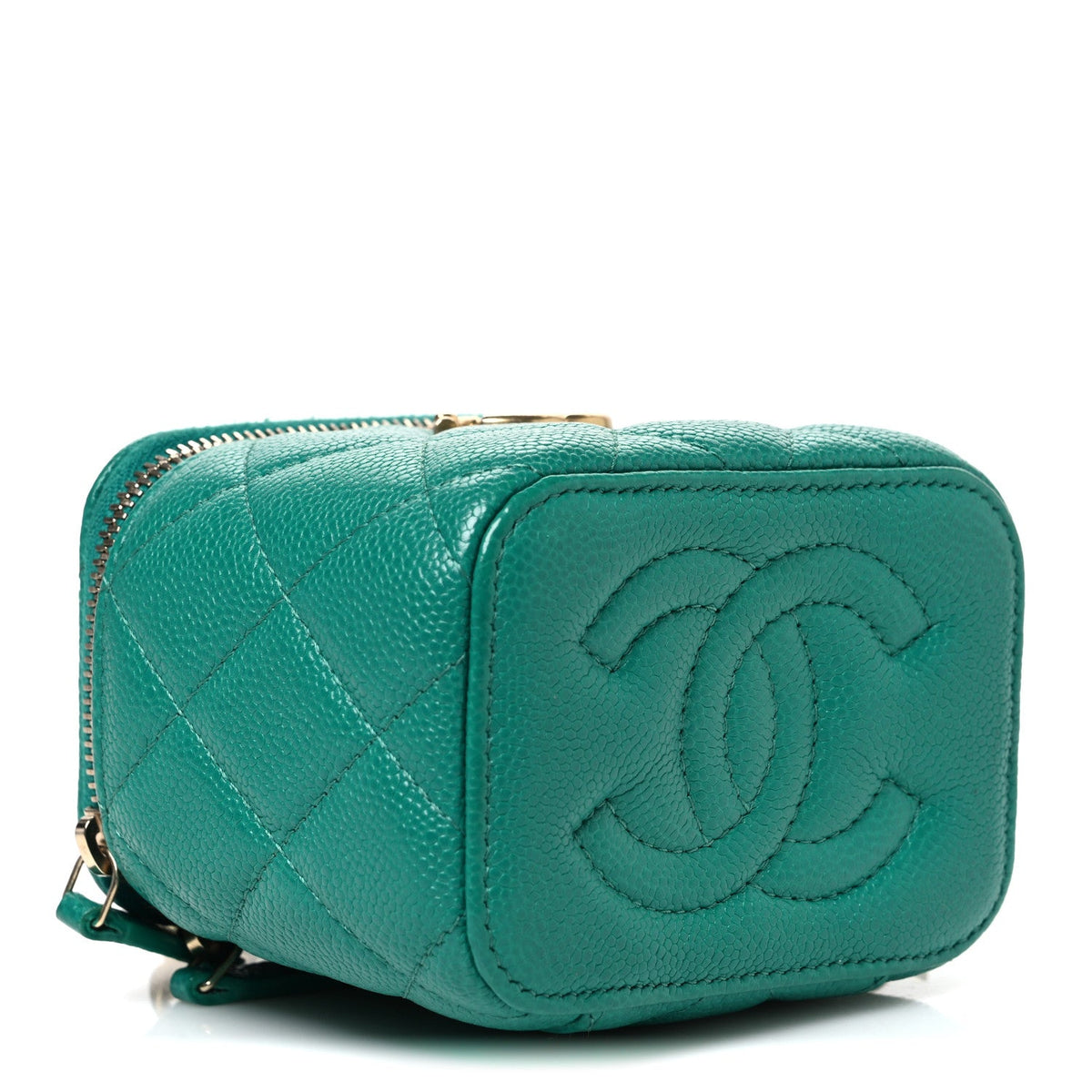 Caviar Quilted Sweetheart Mini Vanity Case Green