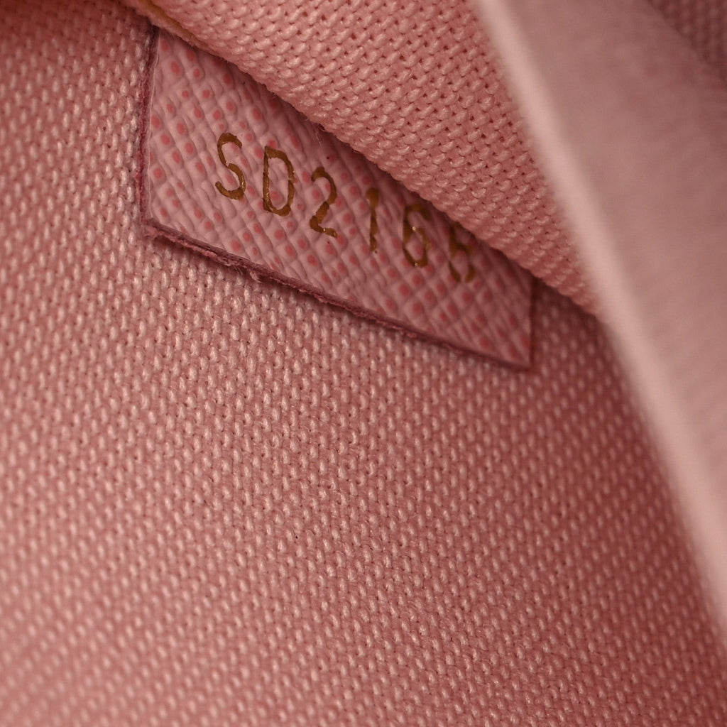 Damier Azur Pochette Felicie Chain Wallet Rose Ballerine Rose Ballerine