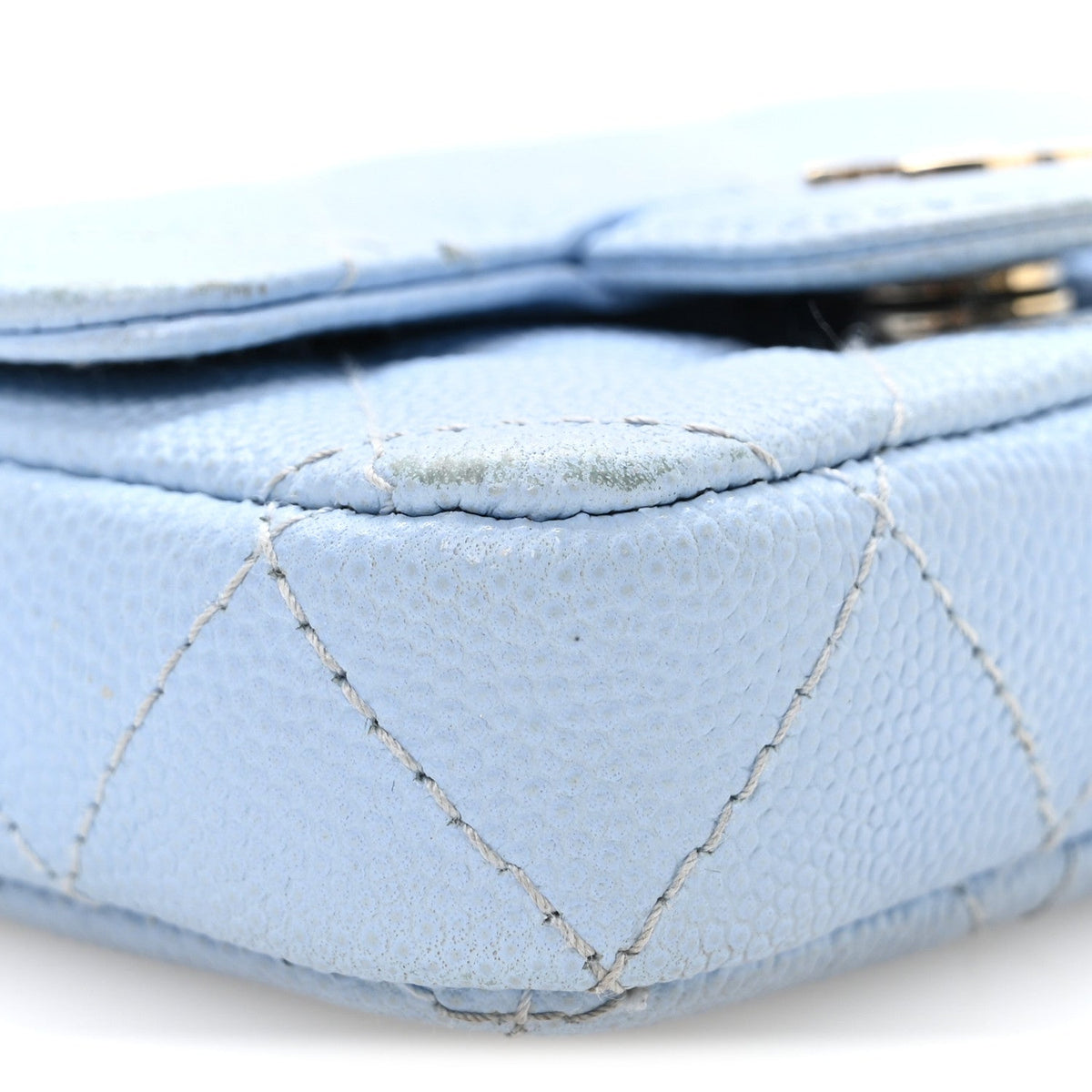 Caviar Quilted Mini Chain Belt Bag Light Blue