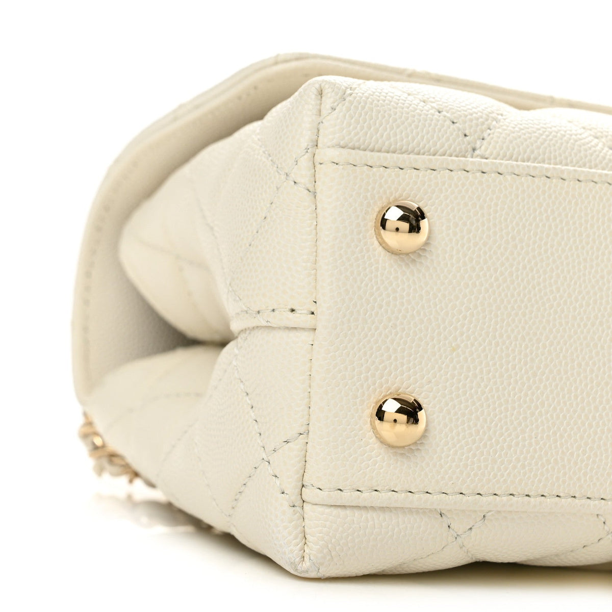 Caviar Quilted Mini Coco Handle Flap White