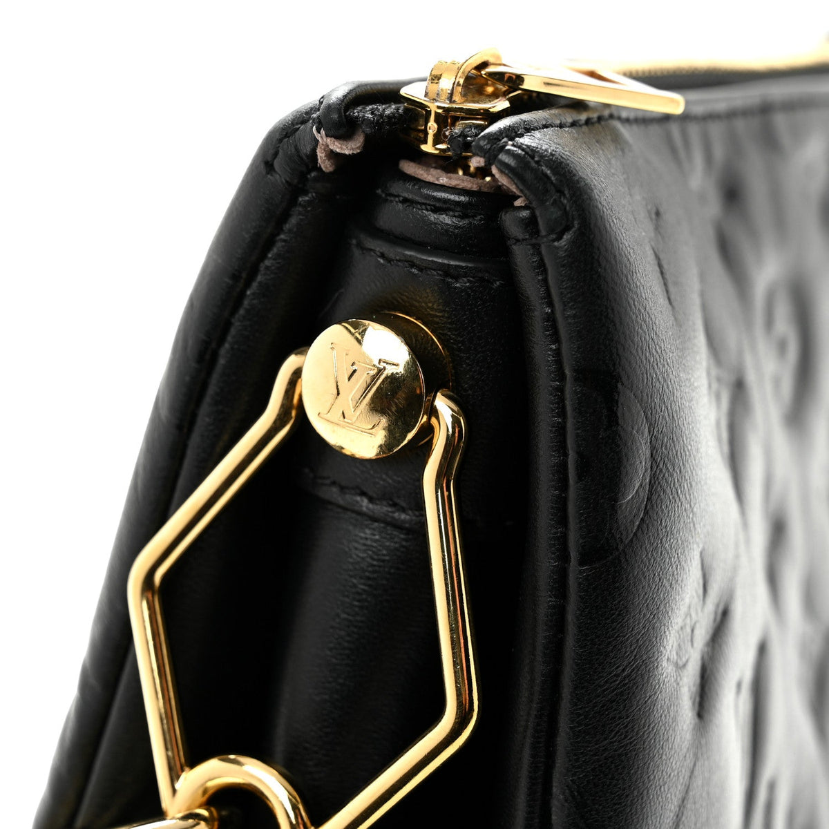 Lambskin Embossed Monogram Coussin PM Black