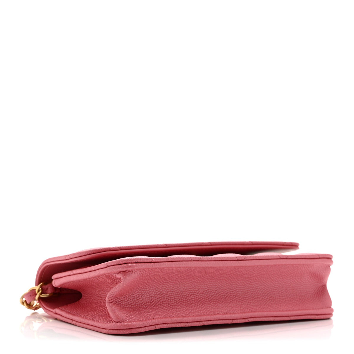 Caviar Quilted Dynasty Flap Phone Holder With Chain Pink