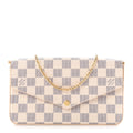 Damier Azur Pochette Felicie Chain Wallet Rose Ballerine