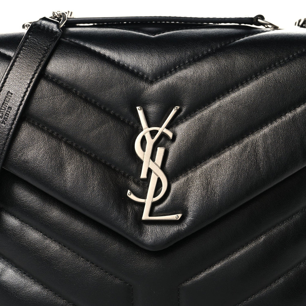 Calfskin Y Quilted Monogram Small Loulou Chain Satchel Black